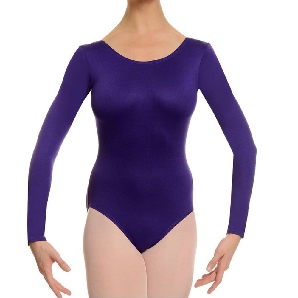 Danskin / Dancewear/ NWT/ Women's Purple Scoopneck Long Sleeve Leotard XL 14-16